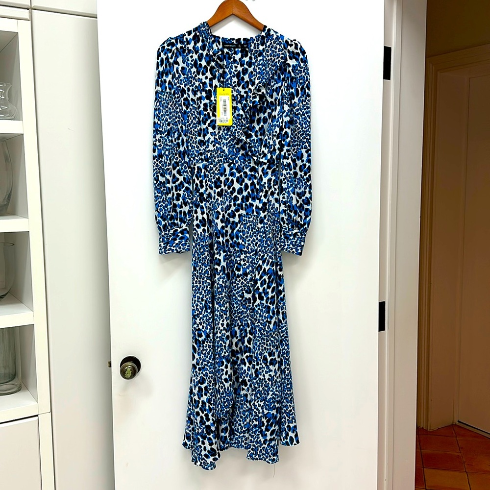 Karen Millen blue leopard print midi dress